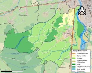 Carte en couleurs présentant l'occupation des sols.