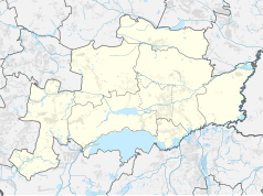 Mapa konturowa powiatu pszczyńskiego, blisko centrum na prawo znajduje się punkt z opisem „Muzeum Zamkowe w Pszczynie”