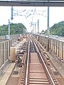 成田湯川駅の空港第2ビル側にある日本最大級の38番分岐器（2024年6月）