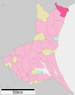 Location of Kitaibaraki in Ibaraki Prefecture