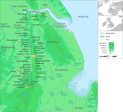 The Lincoln Cliff (or Lincoln Edge) and all the settlements along its route.