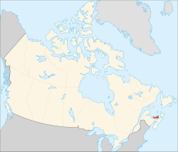 Map of Canada showing the location of PEI in red.