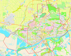 Mapa konturowa Rostowa nad Donem, po prawej znajduje się punkt z opisem „Stadion Olimp-2”