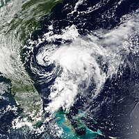 Tropical Storm Edouard near peak intensity