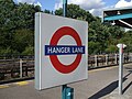 Roundel on westbound platform face.