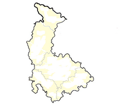 Mapa konturowa kraju ołomunieckiego, na dole znajduje się punkt z opisem „Žerůvky”