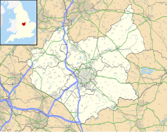 Mapa konturowa Leicestershire, po lewej znajduje się punkt z opisem „Bilstone”