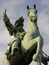 Statue équestre de Louis XIV, Pierre Cartellier (pour le cheval) et Louis Petitot (pour le cavalier), château de Versailles (1836[8].