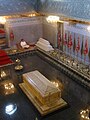 Mohammed V of Morocco's tomb inside his mausoleum at Rabat, with Hassan II's tomb in the background