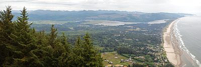 View of Manzanita and Nehalem Bay from Neahkahnie Mountain.