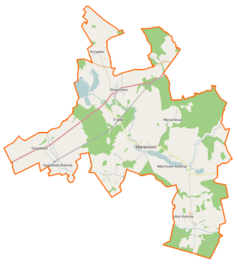 Mapa konturowa gminy Marianowo, w centrum znajduje się punkt z opisem „Dawny konwent cysterek w Marianowie”