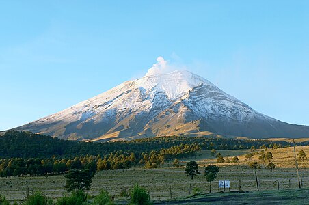 2. The summit of Volcán Popocatépetl, a stratovolcano at the junction of Puebla, México, and Morelos, is the second highest peak of México.