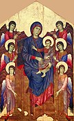 Maestà de Cimabue, aujourd'hui au musée du Louvre, à l'origine dans l'église San Francesco de Pise.