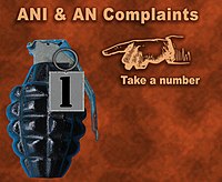 ANI, AN complaints with an image of a hand grenade with a number 1 tag attached to the pull pin, words read "take a number".