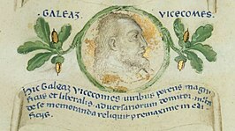 Postuum portret van Galeazzo II Visconti in de stamboom van zijn zoon Gian Galeazzo Visconti, 1403