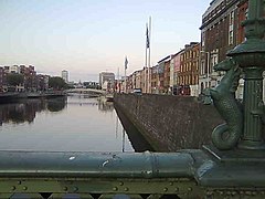 Looking east from the bridge along Wellington Quay