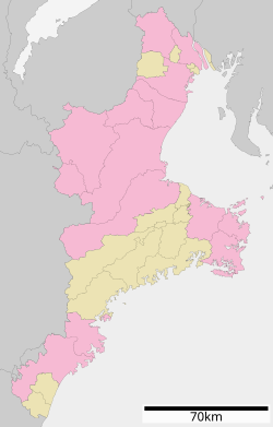 磯部町上之郷の位置（三重県内）