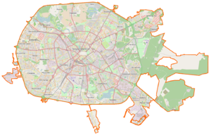 Mapa konturowa Mińska, na dole znajduje się punkt z opisem „1”, natomiast blisko centrum na lewo u góry znajduje się punkt z opisem „2”