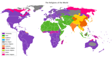 Religions of the world, mapped by distribution.