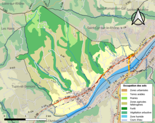 Carte en couleurs présentant l'occupation des sols.