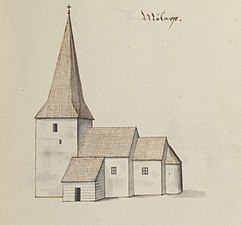 Kyrkan på teckning omkring 1670. [5]