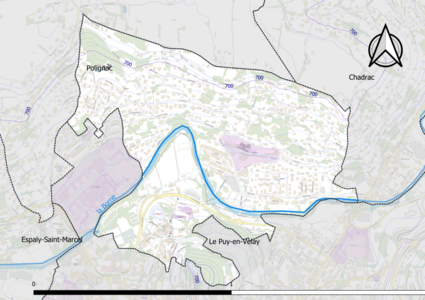 Carte montrant en couleurs le relief d'une commune