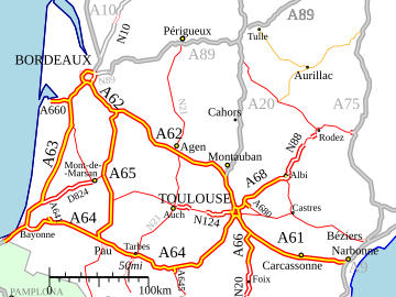 Autoroutes A60-A69.