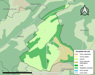 Carte en couleurs présentant l'occupation des sols.