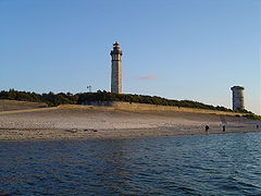 Neuer und alter „Leuchtturm der Wale“, Phares des Baleines, von der Fischwehr aus gesehen