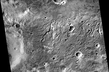 Channels in Sklodowska Crater, as seen by CTX camera (on Mars Reconnaissance Orbiter). Note: this is an enlargement of the previous image.