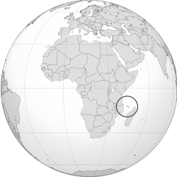 Location of the Comoros (circled)