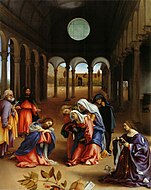 羅倫佐·洛托（英语：Lorenzo Lotto）的《基督辭別母親（英语：Christ Taking Leave of his Mother (Lotto)）》，126 × 99cm，約作於1521年，1821年購入，來自愛德華·索利的收藏[40]