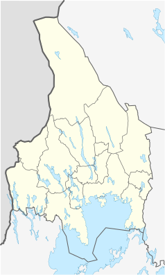 Mapa konturowa Värmlandu, blisko centrum po prawej na dole znajduje się punkt z opisem „Katedra w Karlstad”