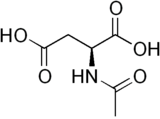 Stereo, skeletal formula of N-acetylaspartic acid (S)