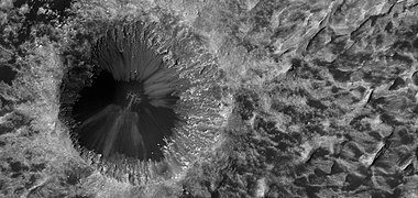 Close view of crater on floor of Danielson Crater, as seen by HiRISE under HiWish program