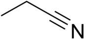 Structuurformule van propaannitril