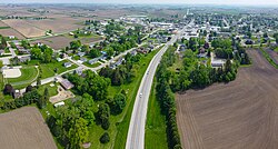 US-52, IA-24, and IA-150 junction in town