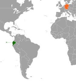 Map indicating locations of Ecuador and Germany