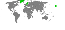 Land hvor Jens (grønt) er mye brukt