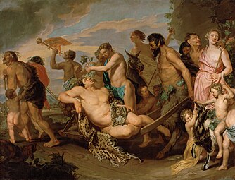 The Triumph of Bacchus; by Michaelina Wautier; before 1659; oil on canvas; 270 x 354 cm; Kunsthistorisches Museum[110]