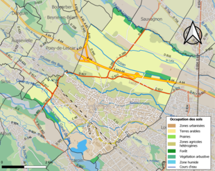 Carte en couleurs présentant l'occupation des sols.