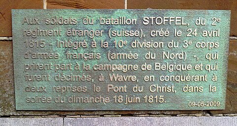 Plaque au bataillon Stoffel.