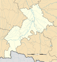 Mapa konturowa Górnej Garonny, po lewej znajduje się punkt z opisem „Montgaillard-sur-Save”