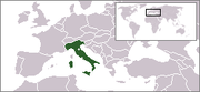 Un mapa mostrant la localització de Itàlia