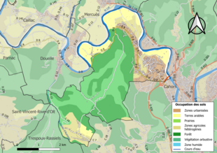 Carte en couleurs présentant l'occupation des sols.