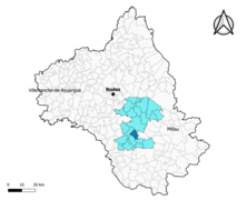 Ayssènes dans le canton de Raspes et Lévezou en 2020.