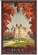 Affiche touristique en couleur avec un château.