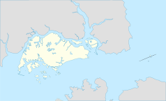 Mapa konturowa Singapuru, po lewej znajduje się punkt z opisem „miejsce bitwy”