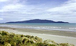 Looking across Waikanae Beach to Kapiti Island