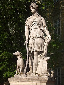 Statue of the Greek Goddess Diana in Lviv, Ukraine.